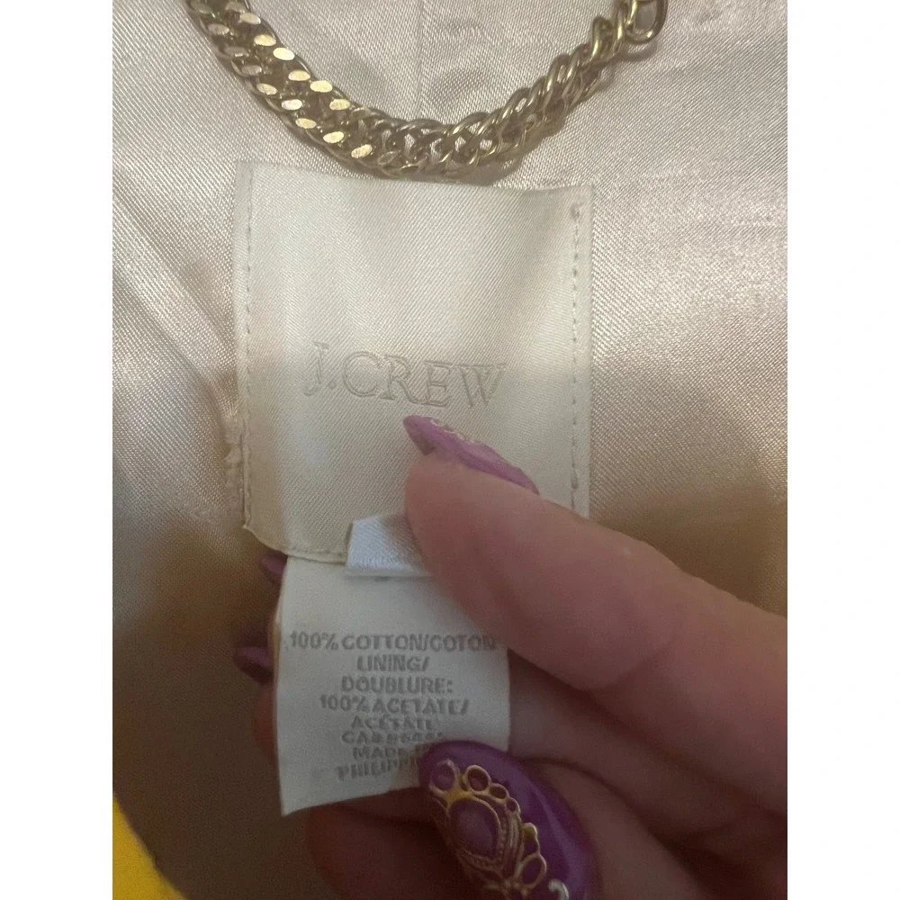 J Crew Yellow Faux Double Breasted Jacket 4 Cotton Spring Mod Preppy Coat Open - Picture 4 of 7
